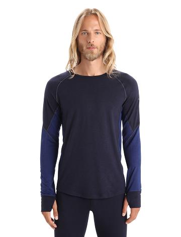 Icebreaker BodyfitZone™ Merino 260 Zone Long Sleeve Crewe Thermal Top Férfi Base Layers Sötétkék Királykék Sötétkék | HU 1381DFMN